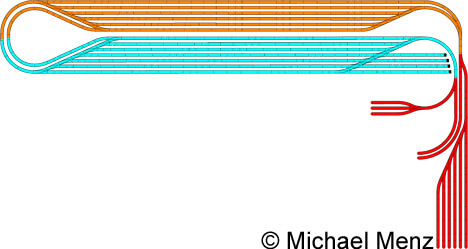 Modelleisenbahn - Gleisplan der unteren Schattenbahnhöfe
